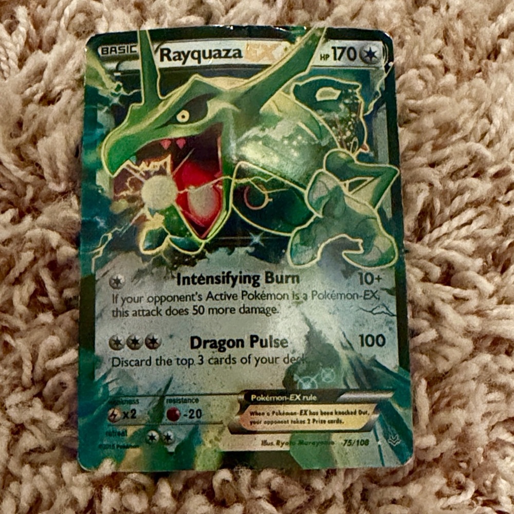 Pokemon TCG Rayquaza EX XY Roaring Skies Holo Foil Ultra Rare 75/108 NM